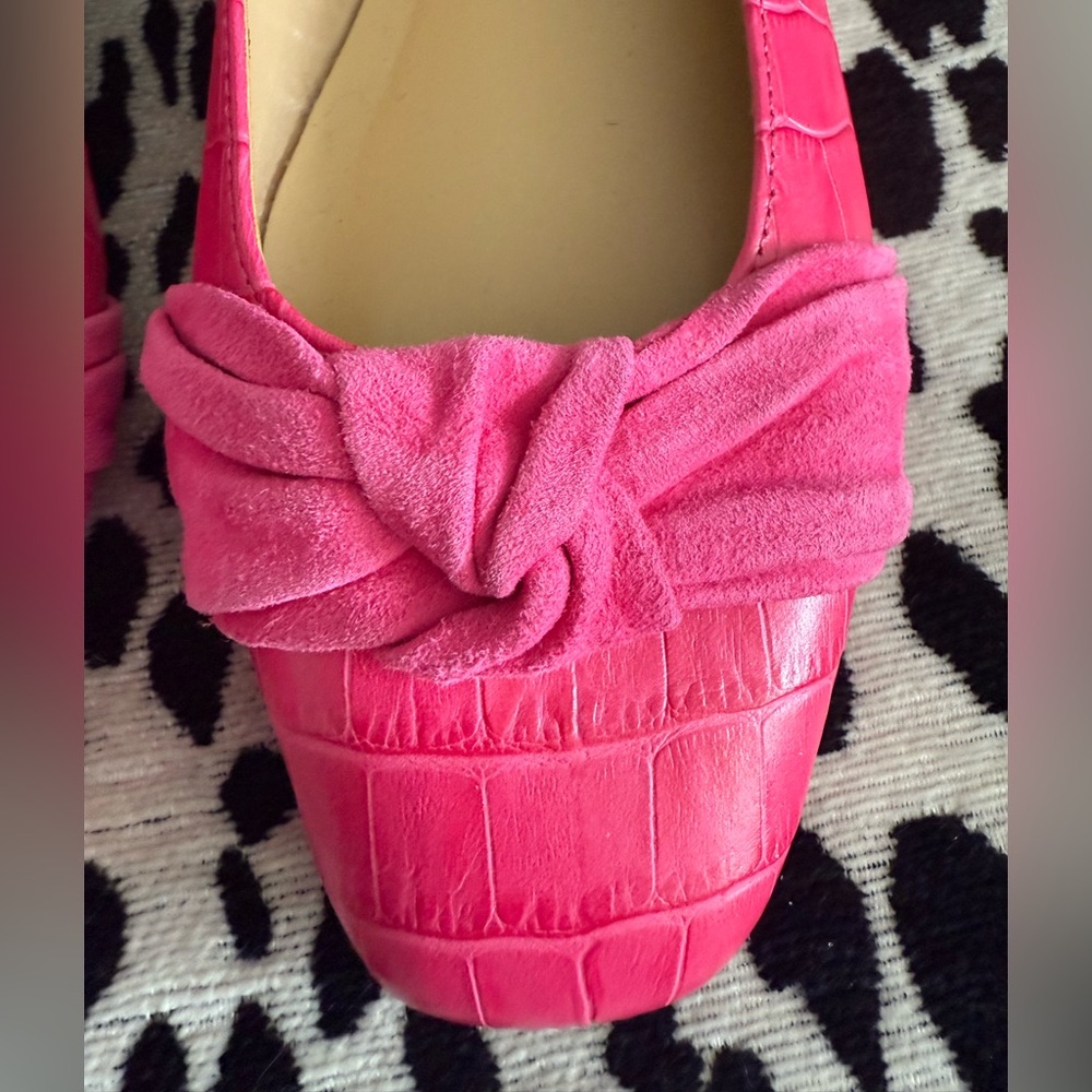 Hot Pink Croc-Embossed Talbots Women's Loafers Size 8M - Picture 6 of 14